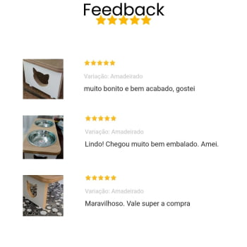 Comedouro Gato Elevado Pet Duplo MDF Linha Tradicional
