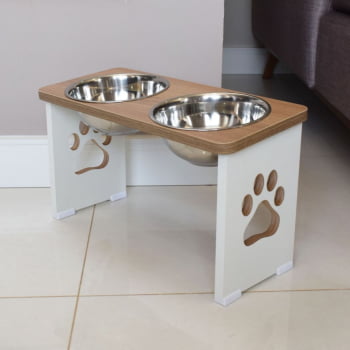 Comedouro Cachorro Grande Elevado Duplo Pet MDF - 25 cm