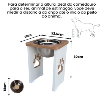 Comedouro Cachorro Grande Elevado Pet MDF - 30 cm