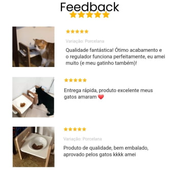 Comedouro Elevado Cães e Gatos Pet MDF Zig Zag Regulagem Altura - Porcelana