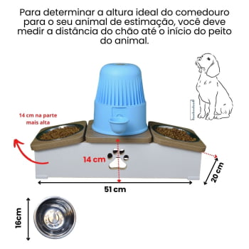 Comedouro Hibrido Duplo Cachorro Base Bebedouro Pet MDF 