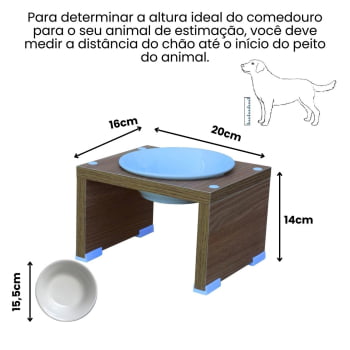 Comedouro Bebedouro Gato Cachorro Elevado Pet MDF Nick  Porcelana 