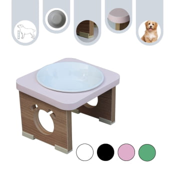 Comedouro Elevado Pet Para Cachorro MDF Colors - Porcelana - Rose