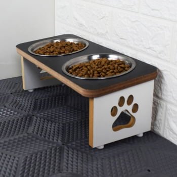 Comedouro Cachorro Elevado Pet Duplo MDF Linha Básica 