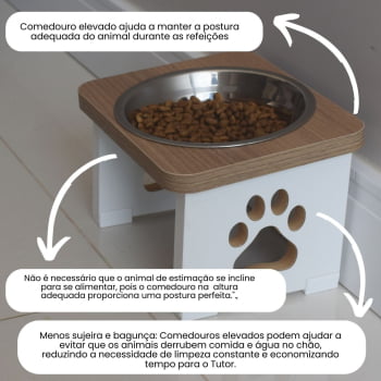 Comedouro Bebedouro Cachorro Elevado Pet MDF - Inox