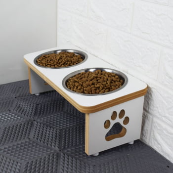 Comedouro Cachorro Elevado Pet Duplo MDF Linha Básica 