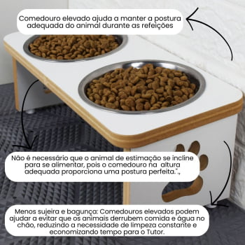 Comedouro Cachorro Elevado Pet Duplo MDF Linha Básica 