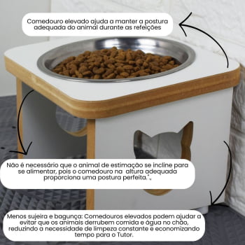 Comedouro Gato Elevado Pet MDF Linha Básica - Branco