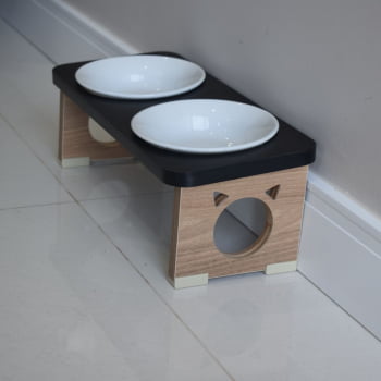 Comedouro Elevado Gato Duplo Pet MDF Colors  Porcelana 