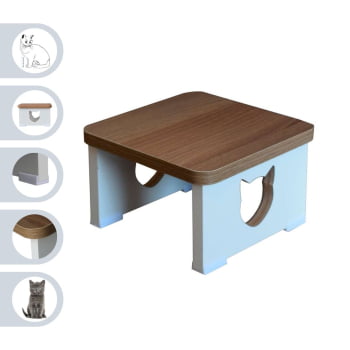 Comedouro Bebedouro Gato Base Elevado Pet MDF - Gato