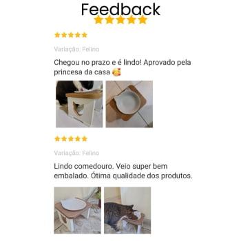 Comedouro Bebedouro Gato Elevado Pet MDF - Porcelana Felino