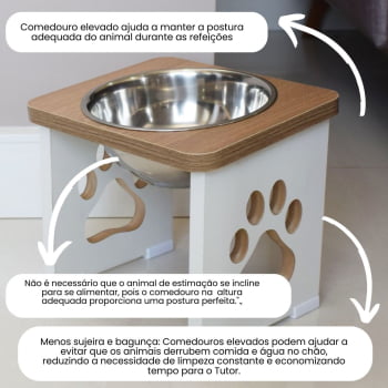 Comedouro Cachorro Grande Elevado Pet MDF - 20 cm