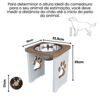 Comedouro Cachorro Grande Elevado Pet MDF - 25 cm