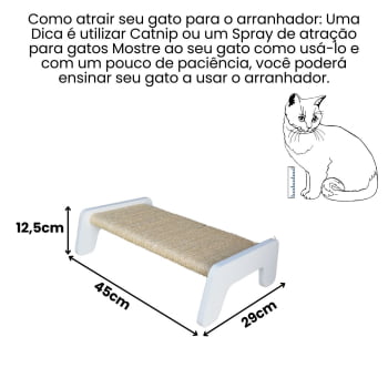 Arranhador para Gato MDF Reto Sisal  - Branco