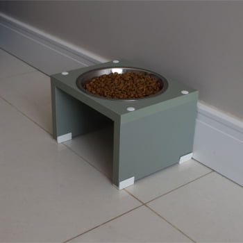 Comedouro Bebedouro Gato Cachorro Elevado Pet MDF Nick  Inox 