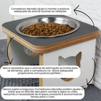 Comedouro Gato Elevado Pet MDF Linha Básica - Preto