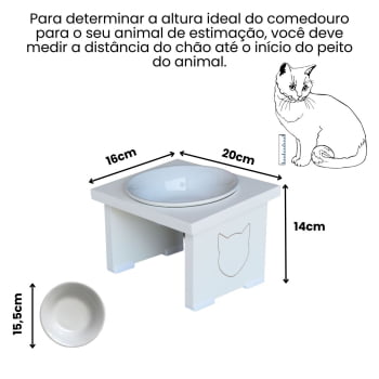Comedouro Elevado Pet Gato MDF Simple
