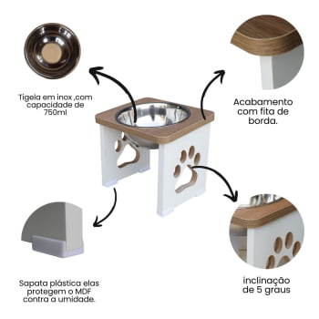 Comedouro Cachorro Grande Elevado Pet MDF