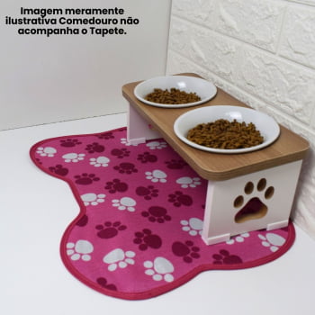 Tapete Pet Comedouro Rosa Pata