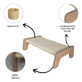 Arranhador para Gato MDF Reto Sisal