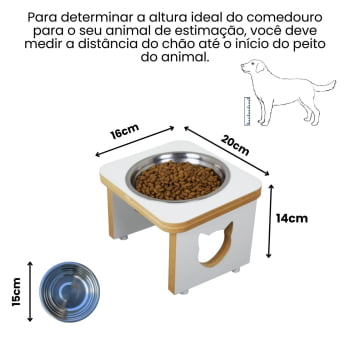 Comedouro Gato Elevado Pet MDF Linha Básica - Branco