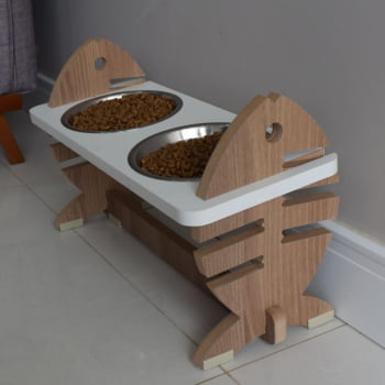 Comedouro Duplo Gato Espinha de Peixe