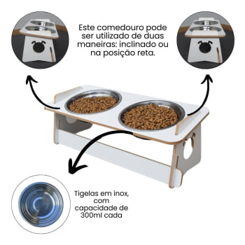 Comedouro Cachorro Elevado Duplo Pet Tigela Ração Inox Saudável