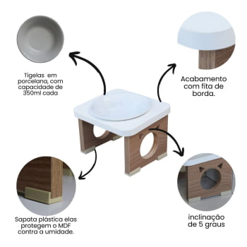 Comedouro Elevado Pet Gato MDF Colors