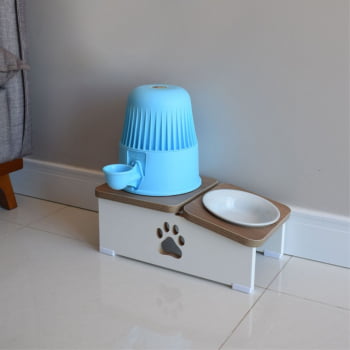 Comedouro Bebedouro Elevado Cachorro Base Hibrido Pet MDF - Porcelana