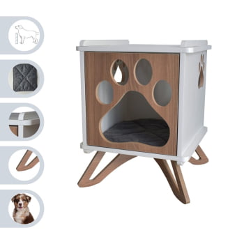 Mesa Cabeceira Cachorro Pet MDF Pata com Pés