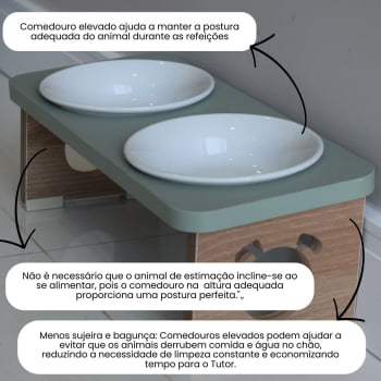 Comedouro Elevado Cachorro Duplo Pet MDF Colors