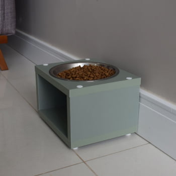 Comedouro Para Gato Cachorro Elevado Pet MDF Luke  Inox 