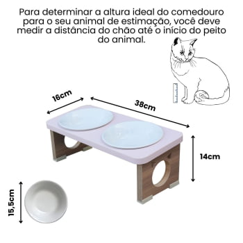 Comedouro Elevado Gato Duplo Pet MDF Colors
