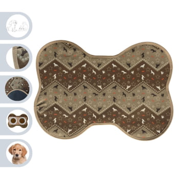 Tapete Comedouro Pet Cachorro Zig Zag - Marrom