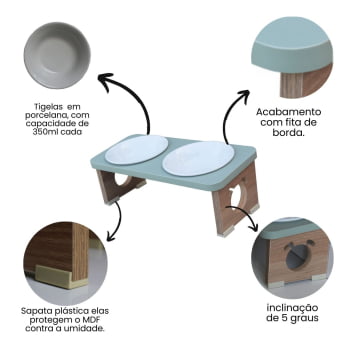 Comedouro Elevado Cachorro Duplo Pet MDF Colors