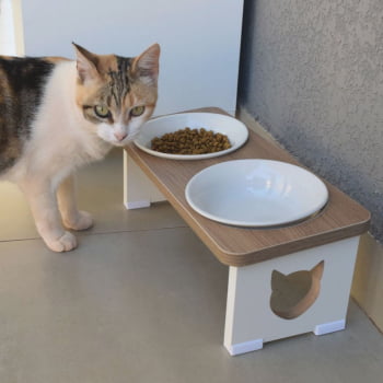 Comedouro Bebedouro Gato Duplo Pet MDF