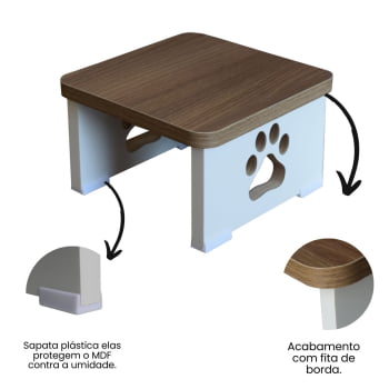 Base Comedouro Bebedouro Elevado Pet MDF