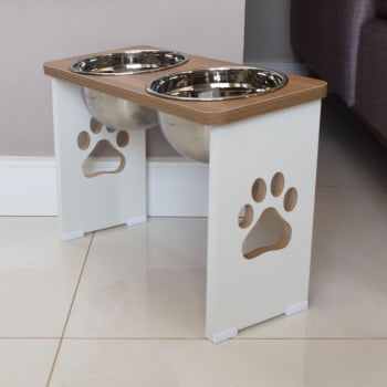 Comedouro Cachorro Grande Elevado Duplo Pet MDF - 30 cm