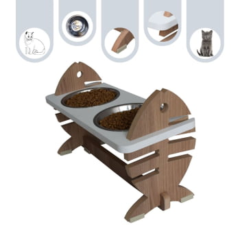 Comedouro Duplo Gato Espinha de Peixe