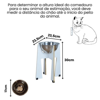 Comedouro Cachorro Gato Elevado Pet MDF Torre Grande - 30 cm