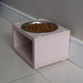 Comedouro Para Gato Cachorro Elevado Pet MDF Luke  Inox 