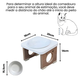 Comedouro Elevado Pet Gato MDF Colors  Porcelana 