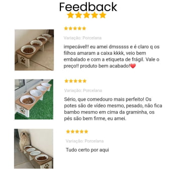 Comedouro Elevado Quadruplo Linear Cachorro Pet MDF - Porcelana