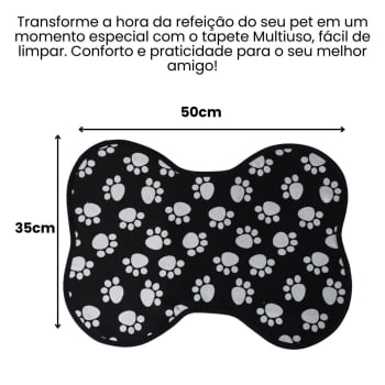 Tapete Comedouro Pet Pata - Preto 