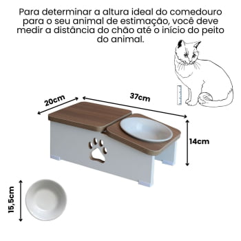 Comedouro Bebedouro Elevado Cachorro Base Hibrido Pet MDF - Porcelana