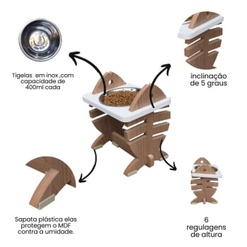 Comedouro Simples Gato Espinha de Peixe