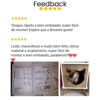 Mesa Cabeceira Gato Pet MDF Felino com Pés