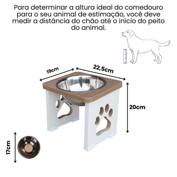 Comedouro Cachorro Grande Elevado Pet MDF - 20 cm