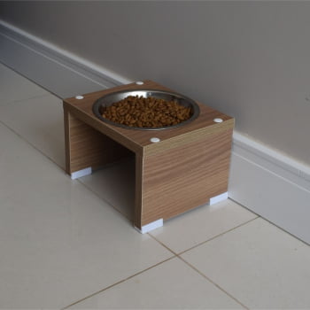 Comedouro Bebedouro Gato Cachorro Elevado Pet MDF Nick  Inox 