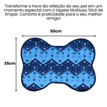 Tapete Comedouro Pet Cachorro Zig Zag - Azul